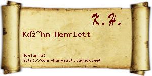 Kóhn Henriett névjegykártya